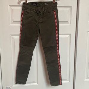 J. Crew Toothpick Olive Green Tuxedo Stripe Jeans